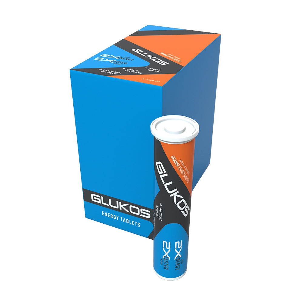 Glukos Energy Orange Chewable Energy Tablets (8 Pack) - Sealed in Box - 1 Tube