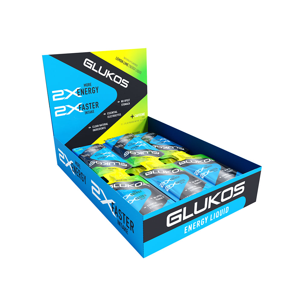 Glukos Lemon-Lime Energy Gel Packs - Open Display 12 Pack Box