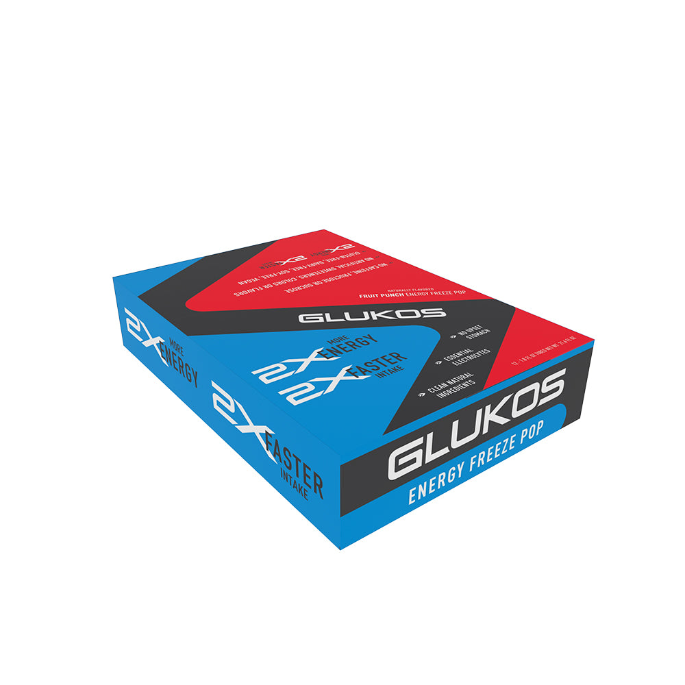Glukos Fruit Punch Energy Freeze Pops (12 Pack) - Box Packaging